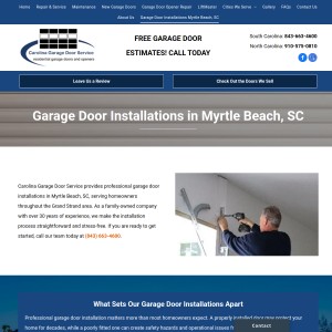 Screenshot of the Carolina Garage Door Service website