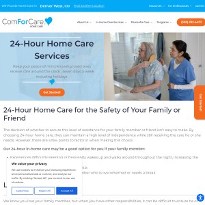 Screenshot of the ComForCare Home Care (Denver West, CO) website