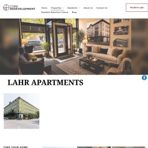 Screenshot of the Core Redevelopment website