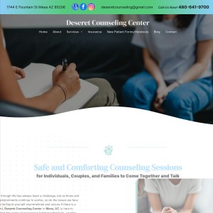 Screenshot of the Deseret Counseling Center website