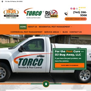 Screenshot of the D/J Bug Away, LLC website
