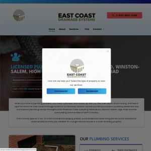 Screenshot of the East Coast Drainage Systems LLC website