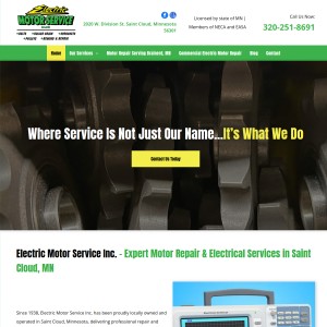Screenshot of the Electric Motor Services, Inc website