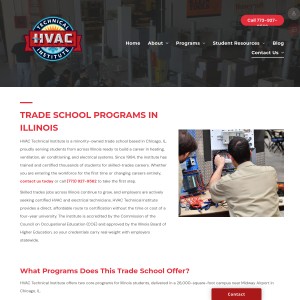 Screenshot of the HVAC Technical Institute website