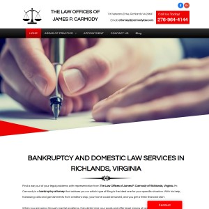 Screenshot of the The Law Office of James P. Carmody website