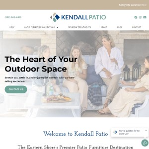 Screenshot of the Kendall Patio Furniture website