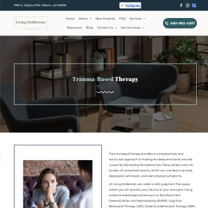Screenshot of the Living Deliberate - Celeste Benesch MC, LPC website