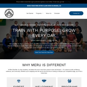 Screenshot of the Meru Brazilian Jiu-Jitsu Academy website