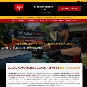 Screenshot of the MS Glass Outlet website