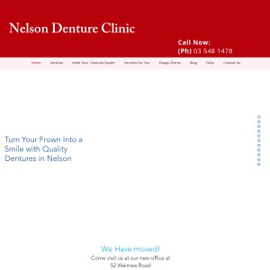 Screenshot of the Nelson Denture Clinic website