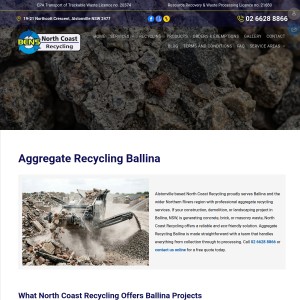 Screenshot of the North Coast Recycling website