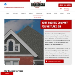 Screenshot of the Ohio Roofing Siding and Slate LLC website