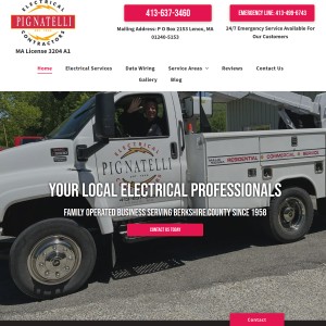 Screenshot of the Pignatelli Electrical Contractors website