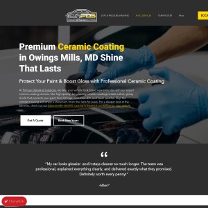 Screenshot of the Primary Detailing Solutions website