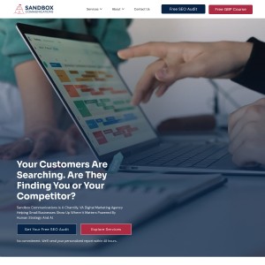 Screenshot of the Sandbox Communications website