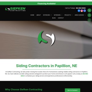 Screenshot of the Siefken Contracting website