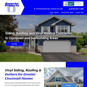 Screenshot of the Superior Products website