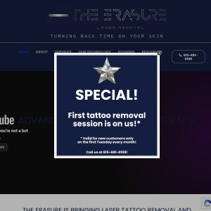 Screenshot of the The Erasure website