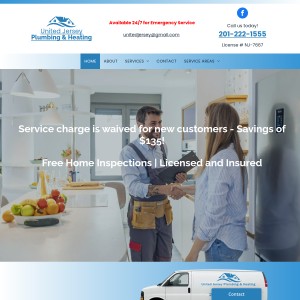 Screenshot of the United Jersey Plumbing and Heating website