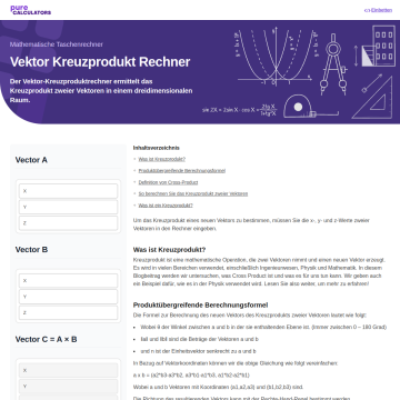 Vektor Kreuzprodukt Rechner