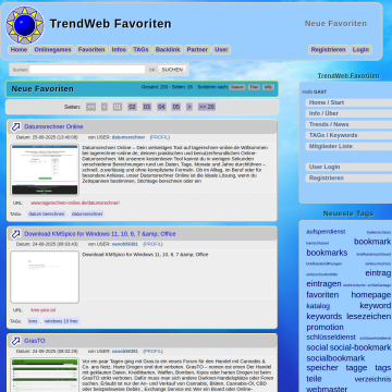 TrendWeb Bookmarks zum Links Speichern und Teilen als Favoriten
