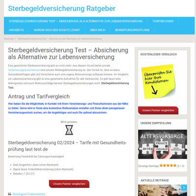 Sterbegeldversicherung Test - Sterbegeldversicherung Ratgeber