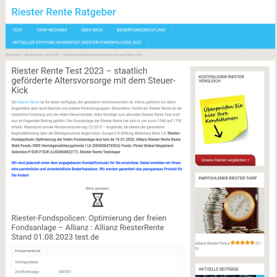 Riester Rente Test und Testsieger 2023 - die besten Tarife finden