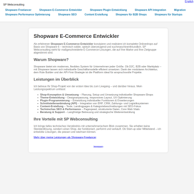 Shopware E-Commerce Entwickler – SP Webconsulting