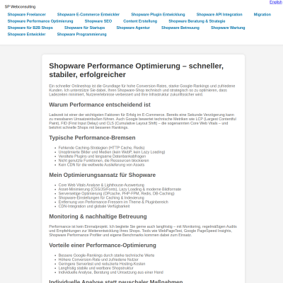 Shopware Performance Optimierung – SP Webconsulting