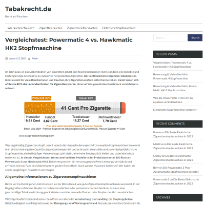 Zigarettenstopfmaschinen Vergleichstest: Powermatic vs. Hawkmatic