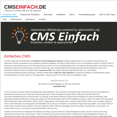 einfaches CMS, CMS kostenlos, CMS ohne SQL
