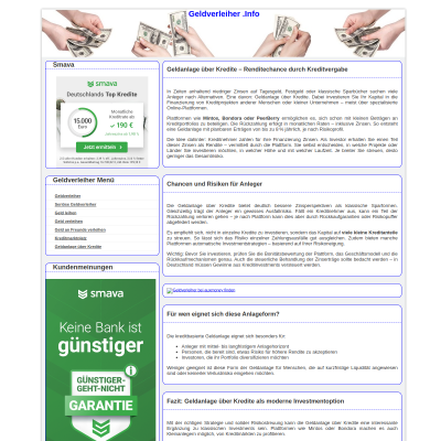 Geldanlage Ã¼ber Kredite â Rendite mit Kreditprojekten