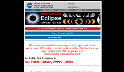 NASA Eclipse Web Site