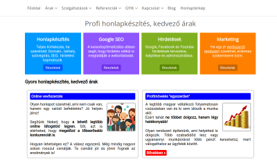 Honlapkészítés Árak