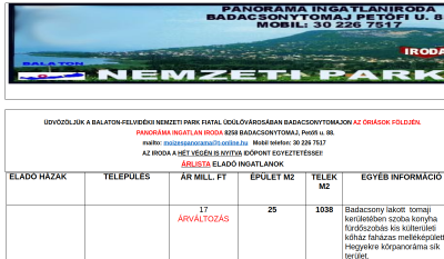 Badacsonytomaj - Panoráma Ingatlaniroda