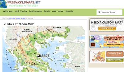 Görögország Domborzati Térképe