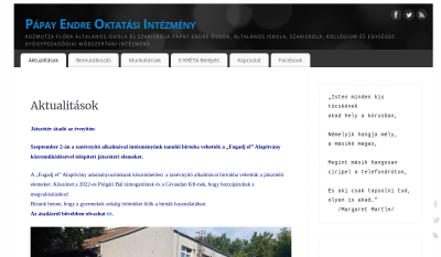 Pápay Endre Óvoda, Általános Iskola, Szakiskola, Diákotthon