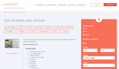 Aloe Vera Bőrápoló és Süti Receptek