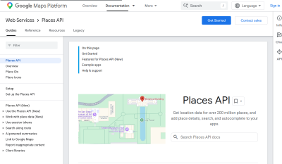Google Maps API Web Services (Places API)