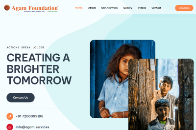 Business website designed by Web Freelancers for agamfoundation.in