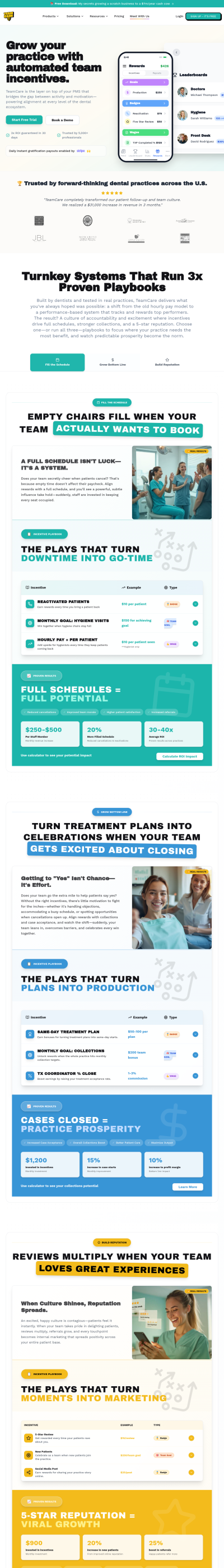 TeamCare Dental full homepage