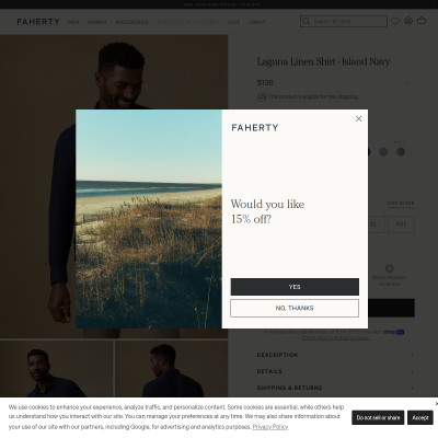 Faherty Navy Linen Shirt