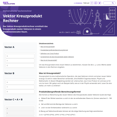 Vektor Kreuzprodukt Rechner