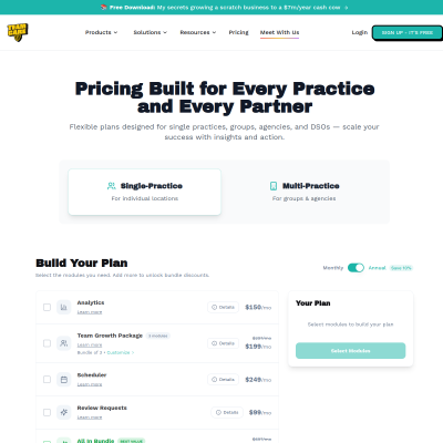 TeamCare Dental pricing page