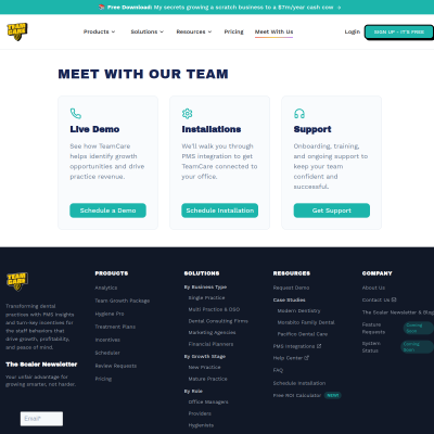 TeamCare Dental schedule a demo page