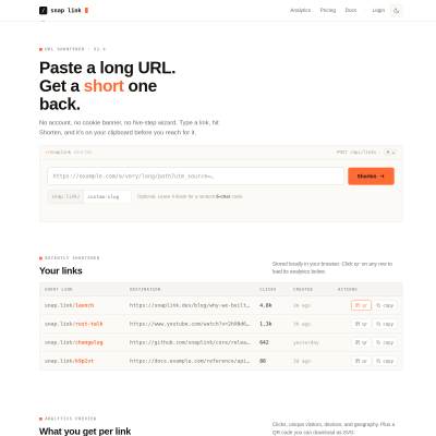 URL Shortener narrow view