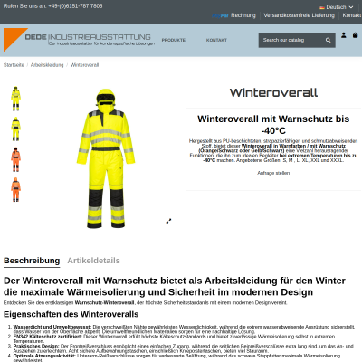 Winteroverall mit Warnschutz für bis zu -40°C geeignet