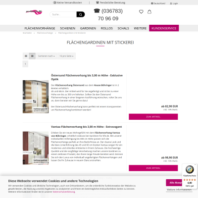Flächengardinen mit Stickerei