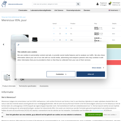 Mierenzuur 85%, puur