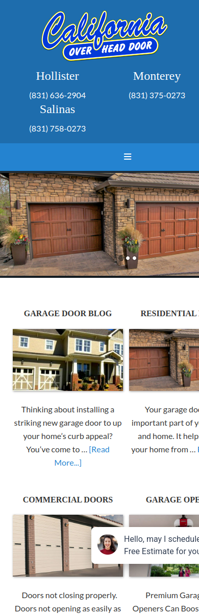 California Overhead Door mobile website